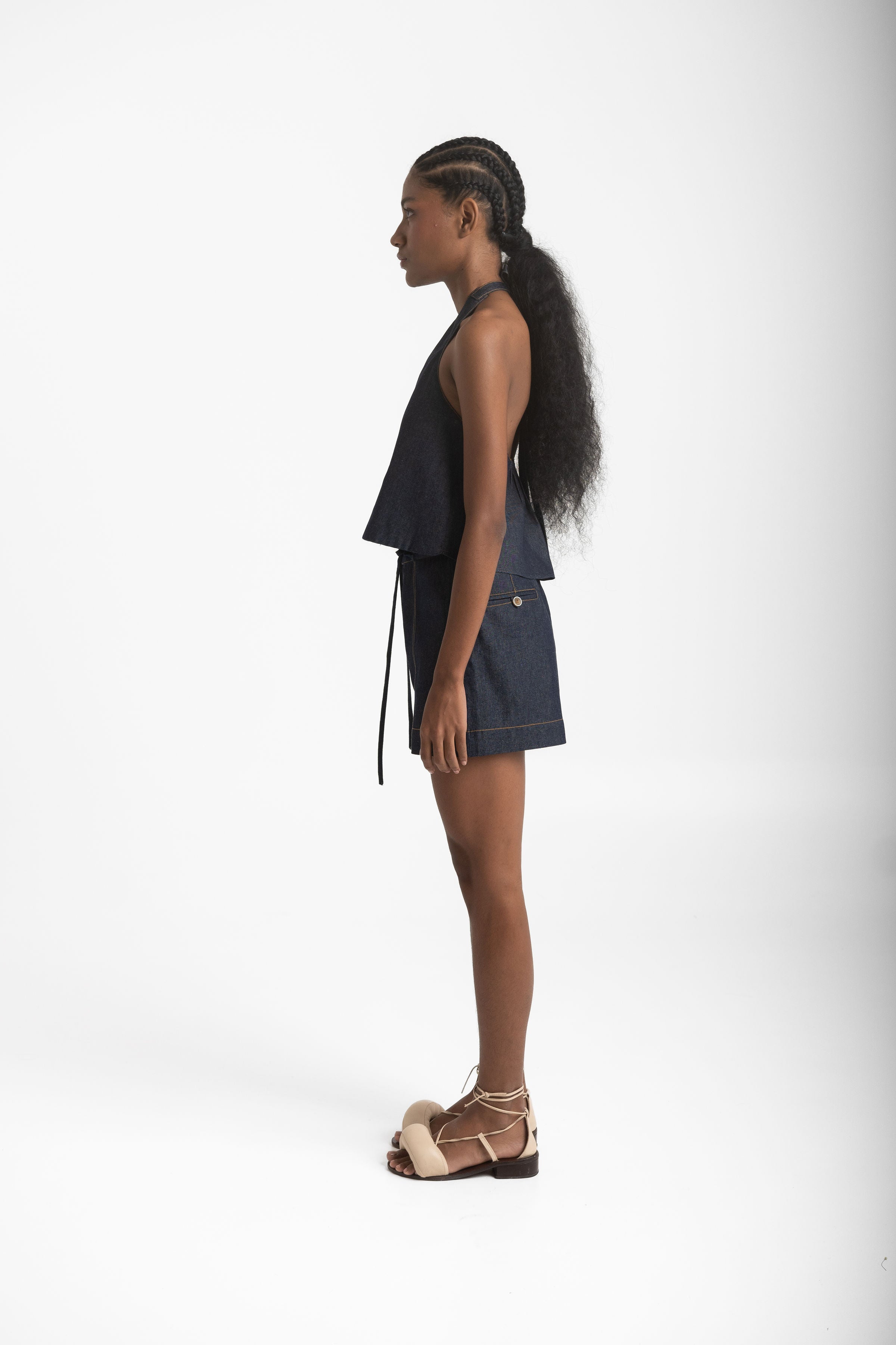 emma denim halter top