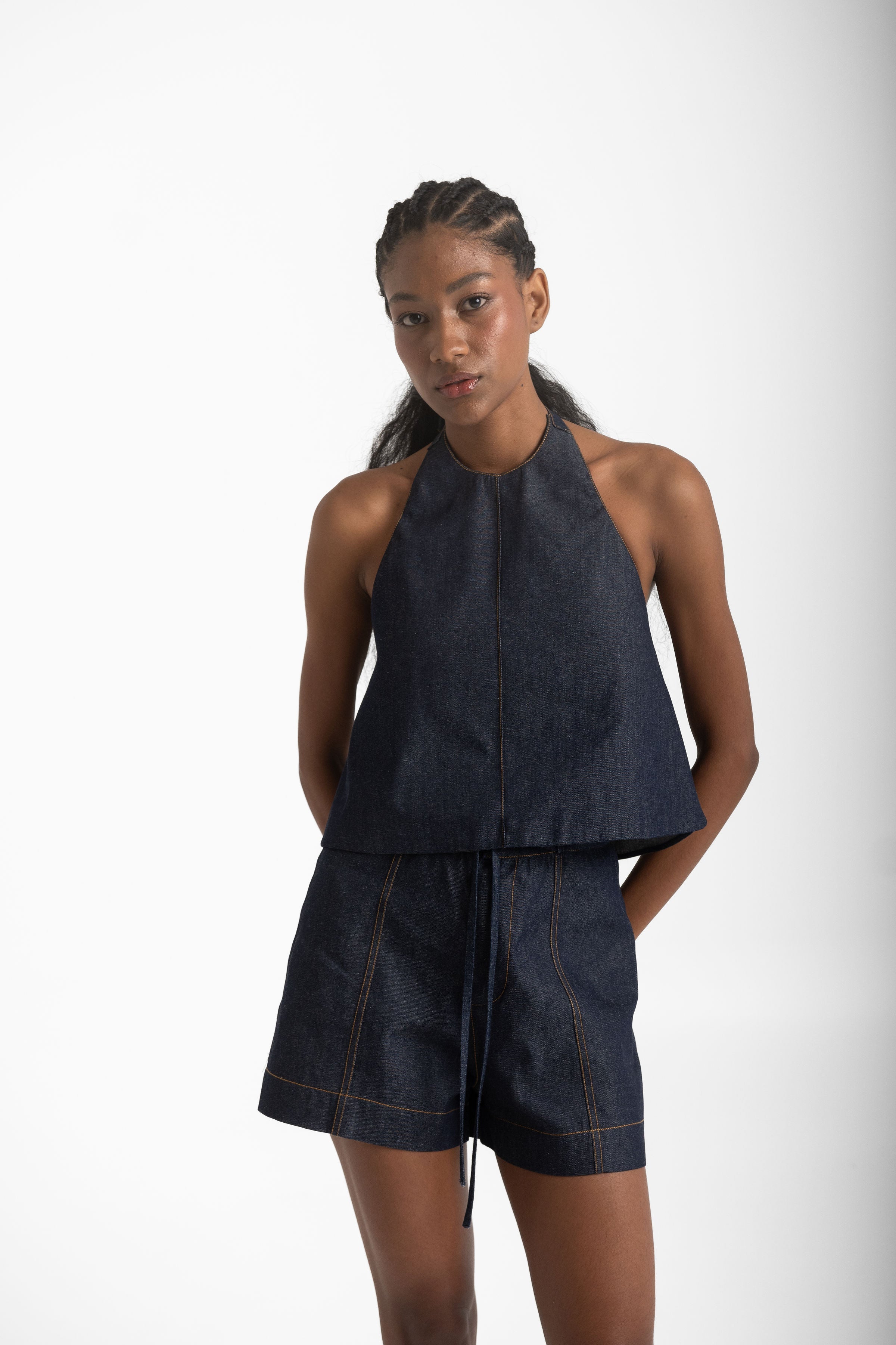 emma denim halter top