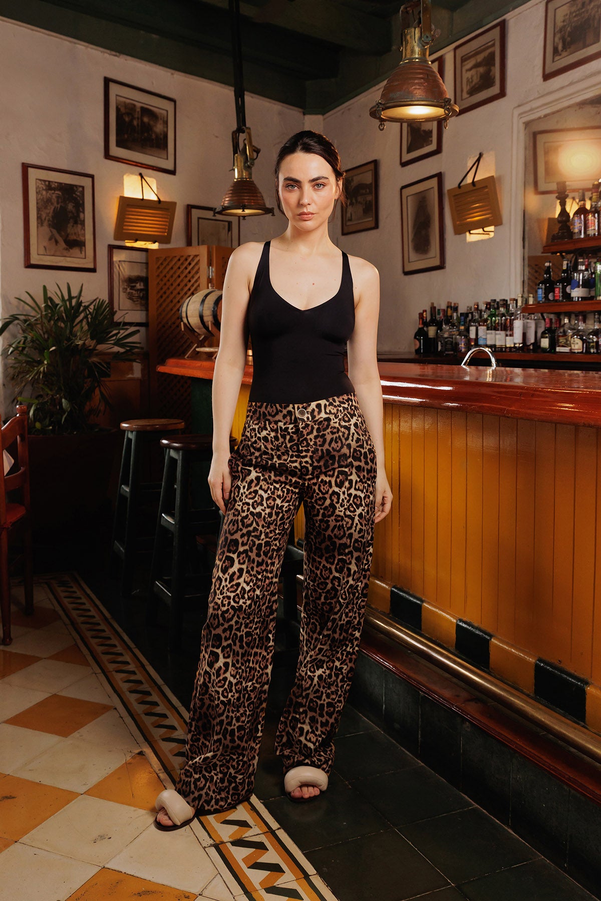 Low Rise Pants - Leopard